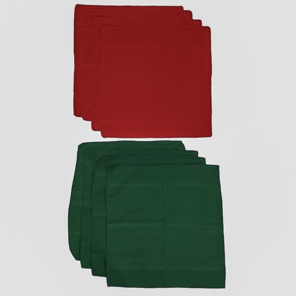 Dinner Napkins Lot 8 Festive Green Red Woven Cloth Cutwork Square 17" - Picture 5 of 10